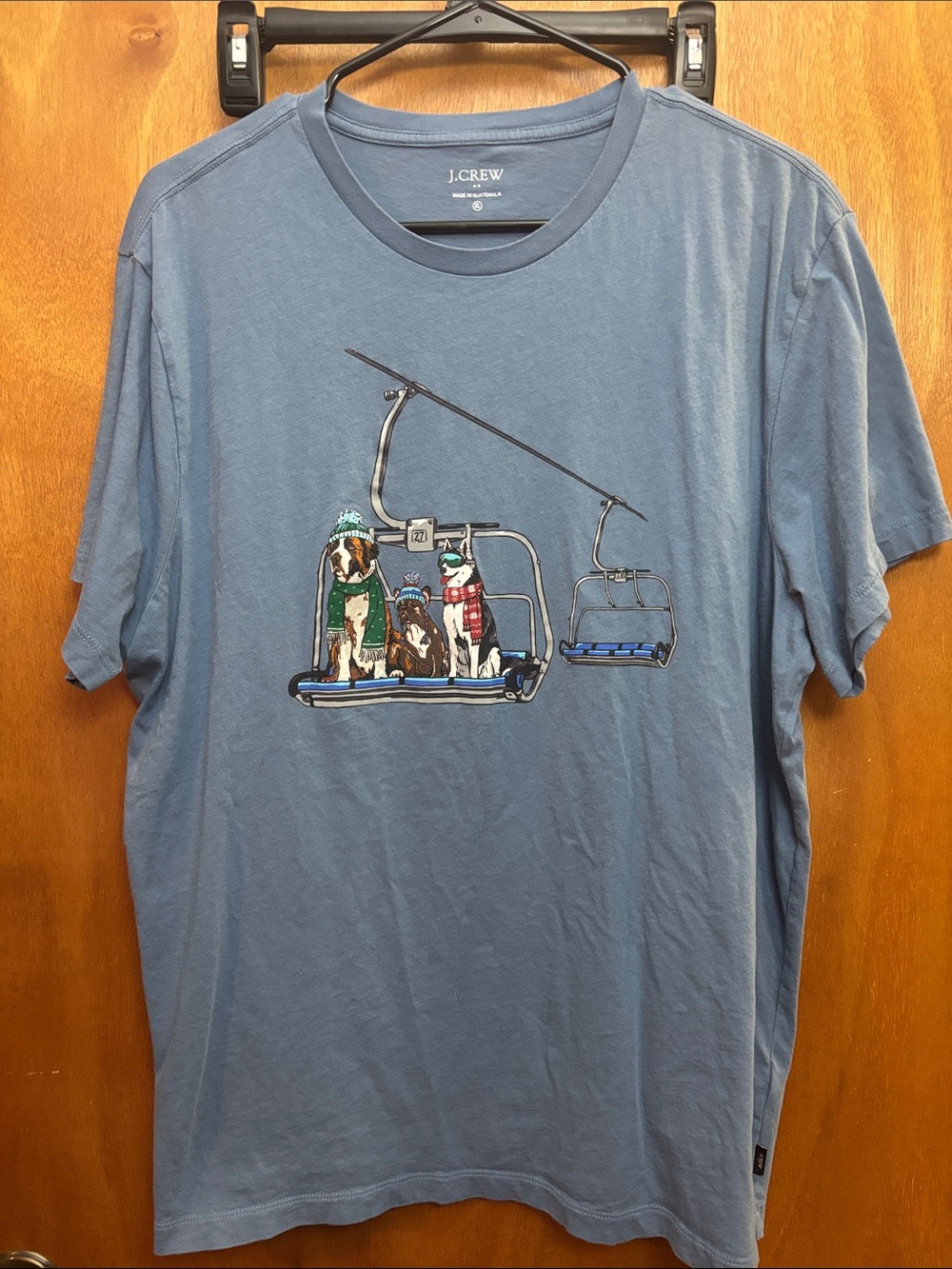 J. Crew Blue Short Sleeve Tee with Ski Lift Dog Graphic
